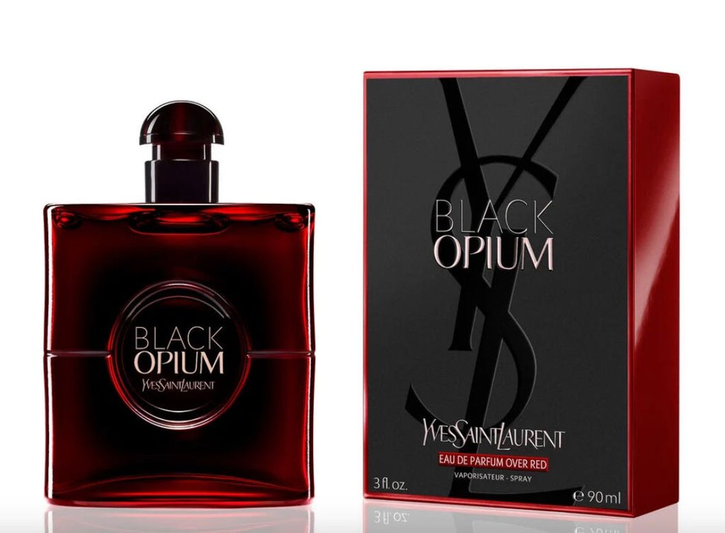 YSL black opium EDP over red